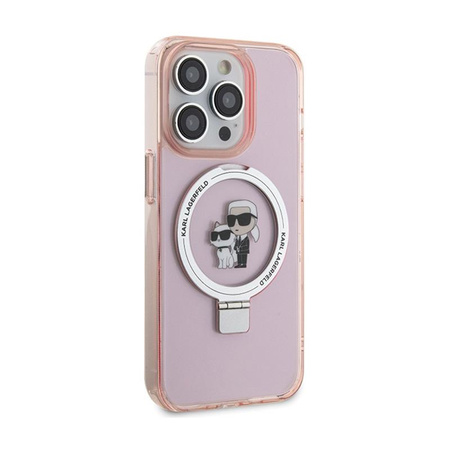 Karl Lagerfeld Ring Stand Karl & Choupette MagSafe - Coque iPhone 15 Pro Max (rose)