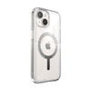 Speck Gemshell Grip + MagSafe - Coque pour iPhone 15 (Transparent / Finition chromée)