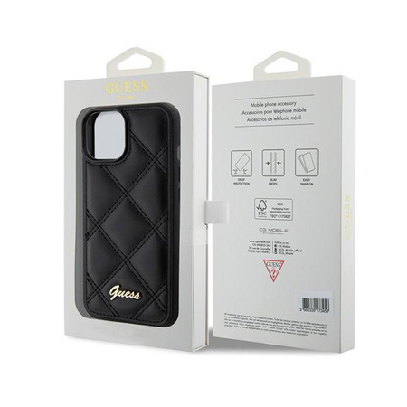 Guess Quilted Metal Logo - Coque iPhone 15 (noir)