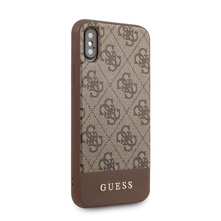 Guess 4G Bottom Stripe Kollektion - iPhone Xs / X Hülle (braun)