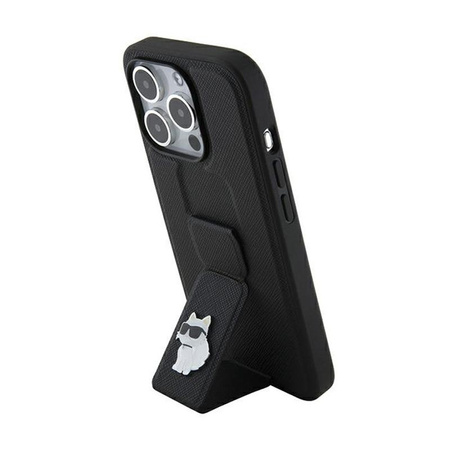 Karl Lagerfeld Gripstand Saffiano Choupette tűk - iPhone 14 Pro Max tok (fekete)