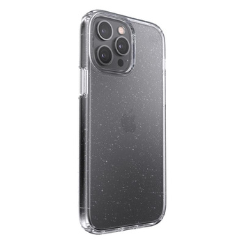 Speck Presidio Perfect-Clear with Glitter - iPhone 13 Pro Max / iPhone 12 Pro Max Case with MICROBAN Coating (Clear/Platinum Glitter)
