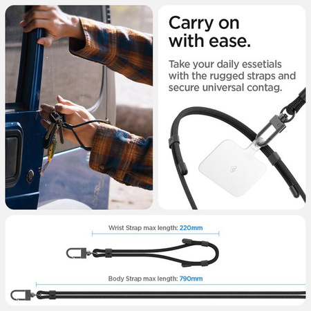 Spigen univerzální sada řemínků pro crossbody a zápěstí - rameno + řemínek na zápěstí (černý)