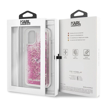 Karl Lagerfeld Glitter Liquid Floatting Charms - Coque iPhone 11 Pro (Floatting Charms rose)