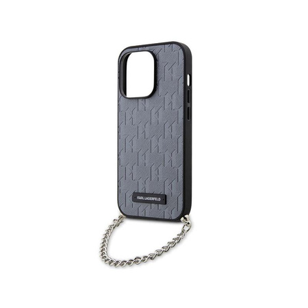 Karl Lagerfeld Saffiano Monogram Chain - iPhone 14 Pro Case (Silver)