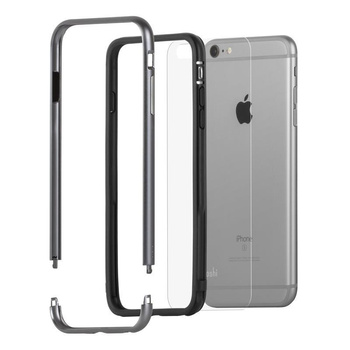 Moshi iGlaze Luxe - Hülle mit Aluminiumrahmen iPhone 6s Plus / iPhone 6 Plus (Titanium Grey)