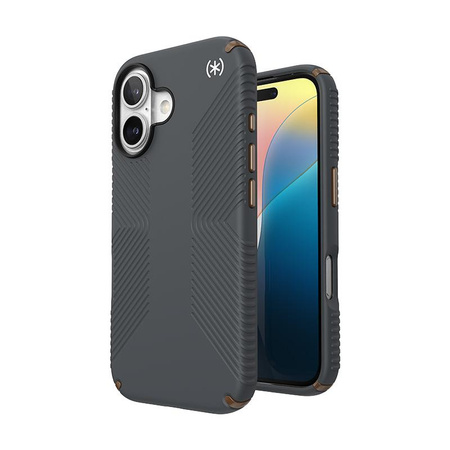 Speck Presidio2 Grip - iPhone 16 Case (Charcoal Grey / Cool Bronze / White)