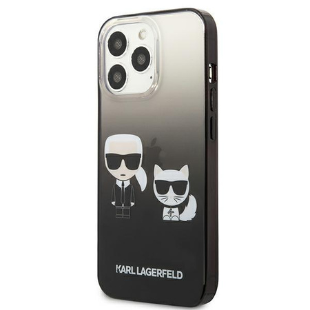Karl Lagerfeld Gradient Ikonik Karl & Choupette - Coque iPhone 13 Pro Max (noir)