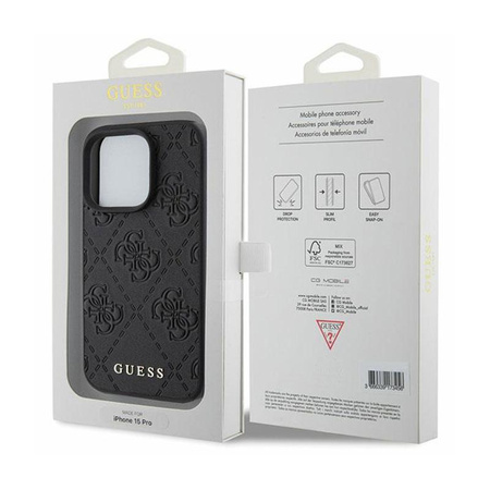 Guess Leather 4G Stamped - iPhone 15 Pro Max Case (black)