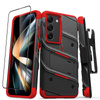 ZIZO BOLT Series - Samsung Galaxy S23 étui blindé avec verre 9H pour l'écran + étui avec support (noir / rouge)