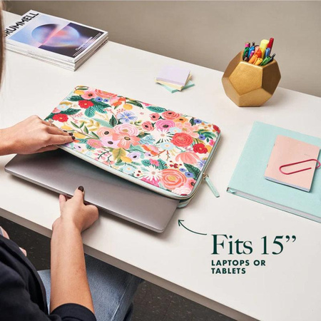 Rifle Paper Laptop Sleeve - MacBook Pro 15" / Laptop 15.6" cover (Garden Party Blush)