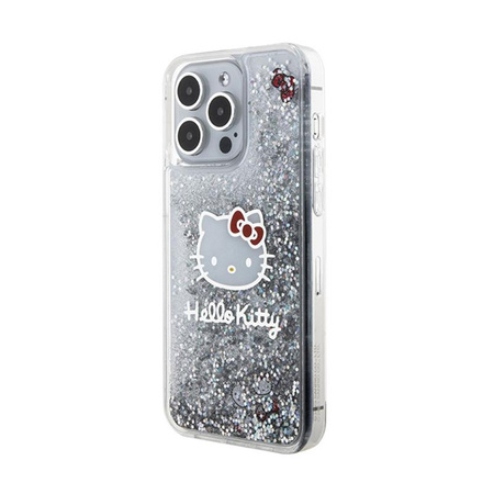 Hello Kitty Liquid Glitter Charms Kitty Head - Hülle für iPhone 15 Pro Max (silber)