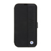 BMW Booktype Leather Textured & Stripe - Étui pour iPhone 14 Pro Max (noir)