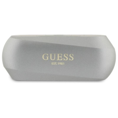 Guess Elongated Metallic Printed Logo - Bluetooth TWS Sluchátka + Nabíjecí Pouzdro (Šedá)
