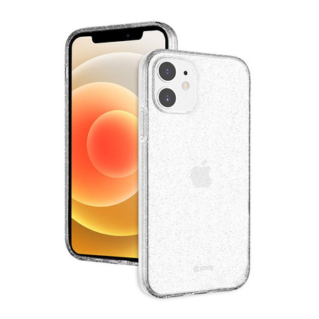Crong Glitter Case - pouzdro pro iPhone 12 / iPhone 12 Pro (průhledné/stříbrné)