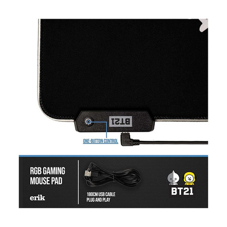 BT21 - Gaming/desk mat XXL with LED illumination (90 x 40 cm)