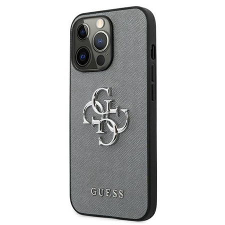 Guess Saffiano 4G Big Silver Logo - iPhone 13 Pro Max Case (grey)