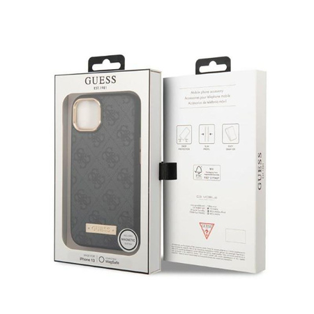 Guess 4G Logo Plate MagSafe - iPhone 13 Tasche (schwarz)