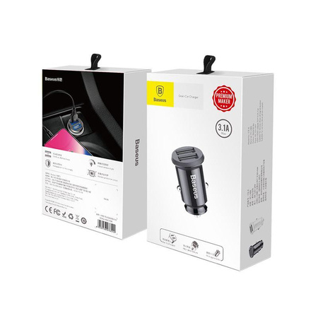 Baseus Grain - Autoladegerät 2 x USB, 5 V / 3,1 A (schwarz)