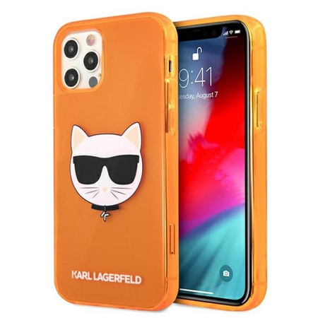Karl Lagerfeld Choupette Head - iPhone 12 / iPhone 12 Pro Tasche (fluo orange)