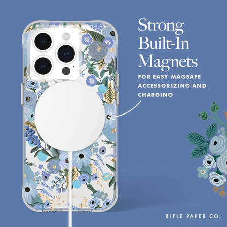 Rifle Paper Clear MagSafe - iPhone 15 Pro Case (Garden Party Blue)