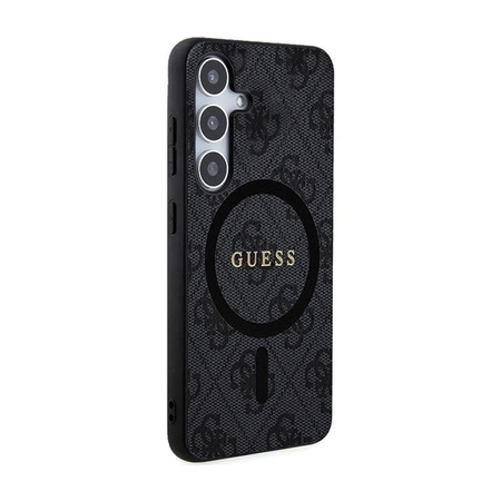 Guess 4G Collection Cuir Logo Métal MagSafe - Étui Samsung Galaxy S24 (noir)