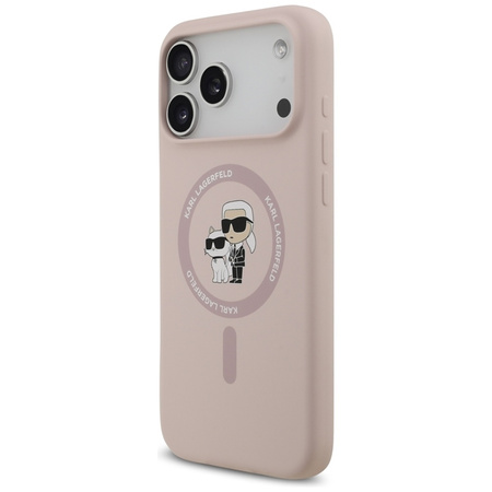 Karl Lagerfeld Silicone Karl & Choupette Ring MagSafe - Hülle iPhone 17 Pro Max (rosa)