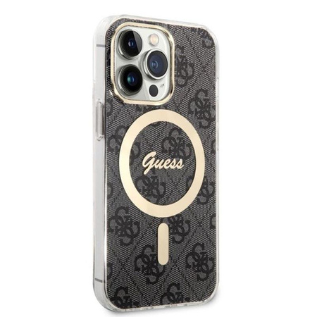 Guess Bundle Pack MagSafe 4G - Set of case for iPhone 13 Pro Max + MagSafe charger (Black/Gold)