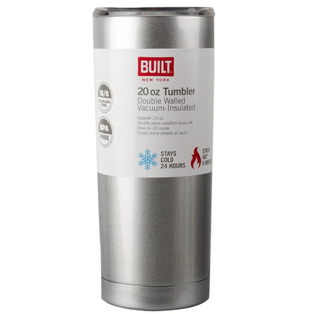 BUILT Vacuum Insulated Tumbler - Vakuumisolierter Stahl-Thermobecher 600 ml (Silber)