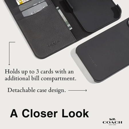 Coach Folio Signature C Case - 2-in-1 Case with flip cover iPhone 15 Pro Max (Charcoal)