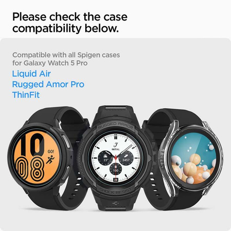 Spigen GLAS.TR EZ FIT - Verre trempé pour Samsung Galaxy Watch 5 Pro 45 mm (2 pcs)