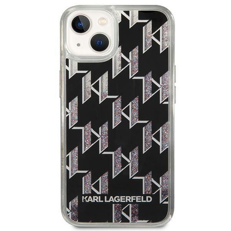 Karl Lagerfeld Monogram Liquid Glitter - pouzdro pro iPhone 14 (černé)