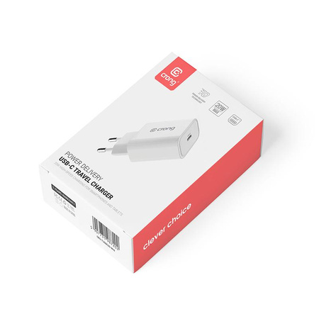 Chargeur de voyage USB-C Crong - Chargeur secteur USB-C Power Delivery 20W (blanc)