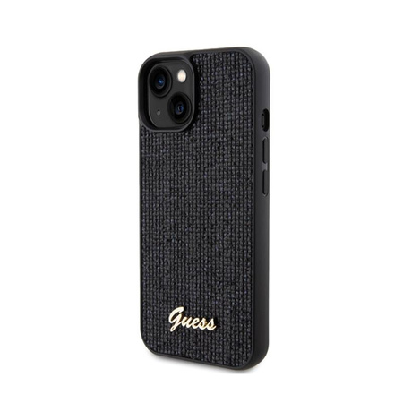 Guess Disco Metal Script - Coque iPhone 15 (noir)