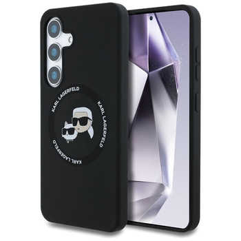Karl Lagerfeld Silikon Doppelköpfe und Kreis MagSafe - Samsung Galaxy S25 Fall (schwarz)