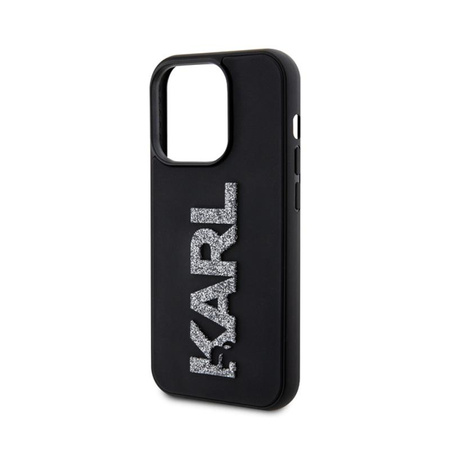 Karl Lagerfeld 3D Rubber Glitter Logo - Hülle für iPhone 15 Pro Max (Schwarz)