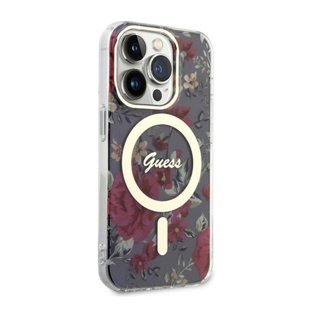 Guess Flower MagSafe - iPhone 14 Pro Tasche (Grün)