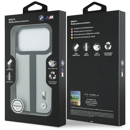 BMW M Perforiertes Streifenlogo MagSafe - iPhone 17 Pro Hülle (Grau)
