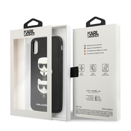 Karl Lagerfeld Saffiano Karl & Choupette Heads - iPhone Xs Max Tasche (schwarz)