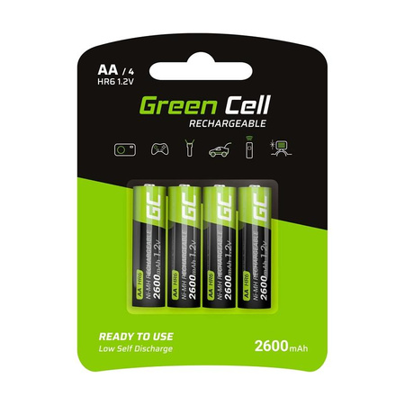 Green Cell - 4x AA HR6 2600mAh Rechargeable Batteries