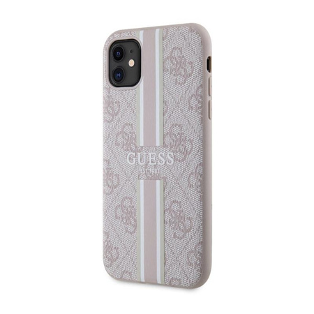 Guess 4G Étui MagSafe à rayures imprimées pour iPhone 11 (rose)