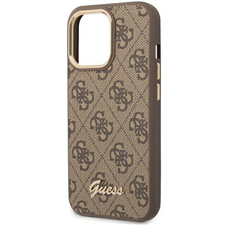 Guess 4G Metal Camera Outline Case - pouzdro pro iPhone 14 Pro (hnědé)