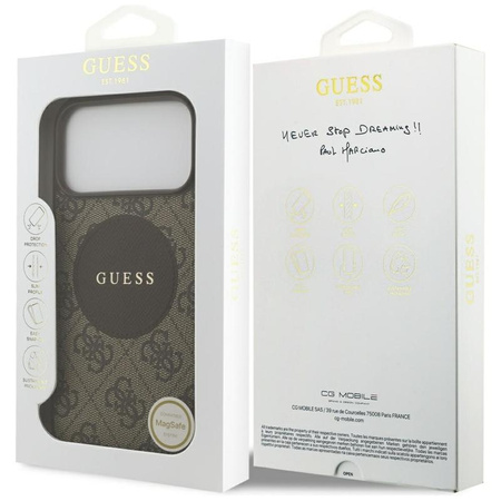 ETUI DO IPHONE 17 PRO MAX do MAGSAFE GUESS ORYGINALNE BRĄZOWE SKÓRZANE CASE