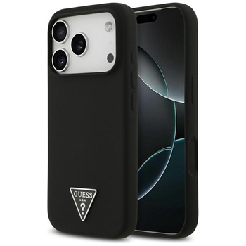 ETUI DO IPHONE 17 PRO do MAGSAFE GUESS CZARNE SILIKONOWE Z MIKROFIBRĄ CASE