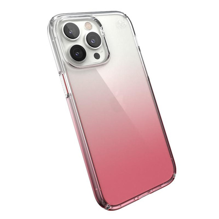 Speck Presidio Perfect-Clear + Ombre - pouzdro pro iPhone 14 Pro Max s povrchovou úpravou MICROBAN (čiré / Vintage Rose Fade)