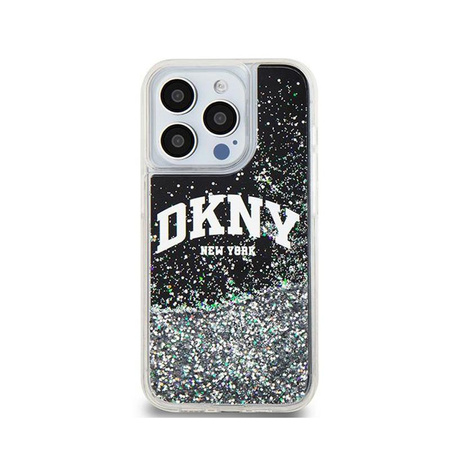 DKNY Liquid Glitter Big Logo - Coque pour iPhone 14 Pro (noir)