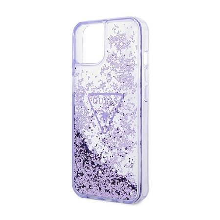Guess Liquid Glitter háromszög logó tok - iPhone 14 Plus tok (lila)