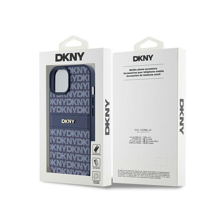 DKNY Leather Mono Stripe & Metal Logo - iPhone 15 / 14 / 13 Case (blue)