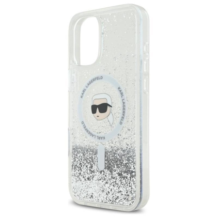 Karl Lagerfeld Liquid Glitter Karl Head MagSafe - Etui iPhone 16 Plus (przezroczysty)