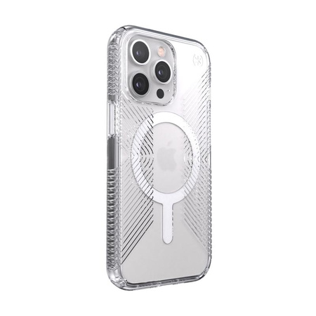 Speck Presidio Perfect-Clear mit Griffen + MagSafe - iPhone 13 Pro Hülle mit MICROBAN-Beschichtung (Klar)